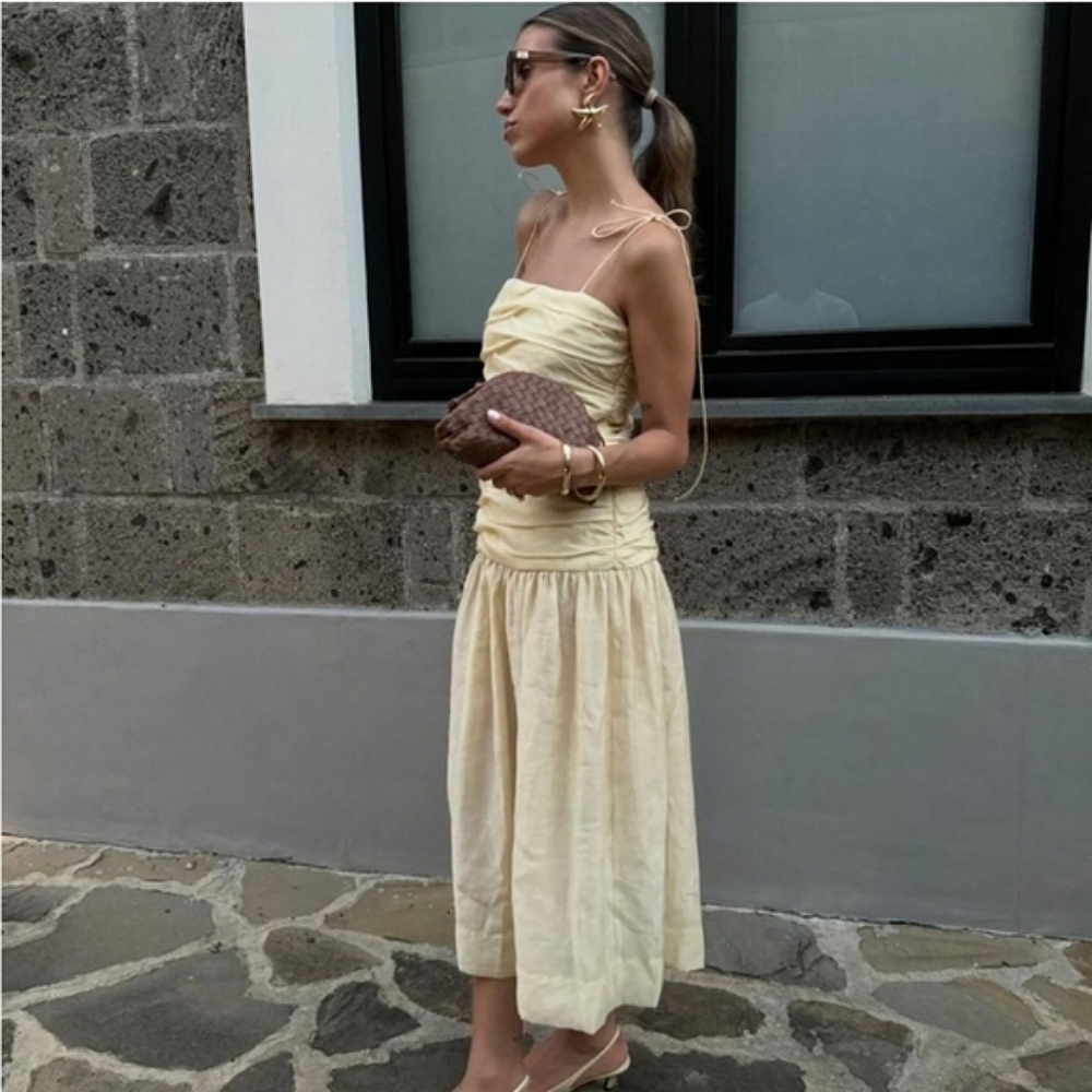 Zara Draped Midi Dress Size S - Picture 10 of 16
